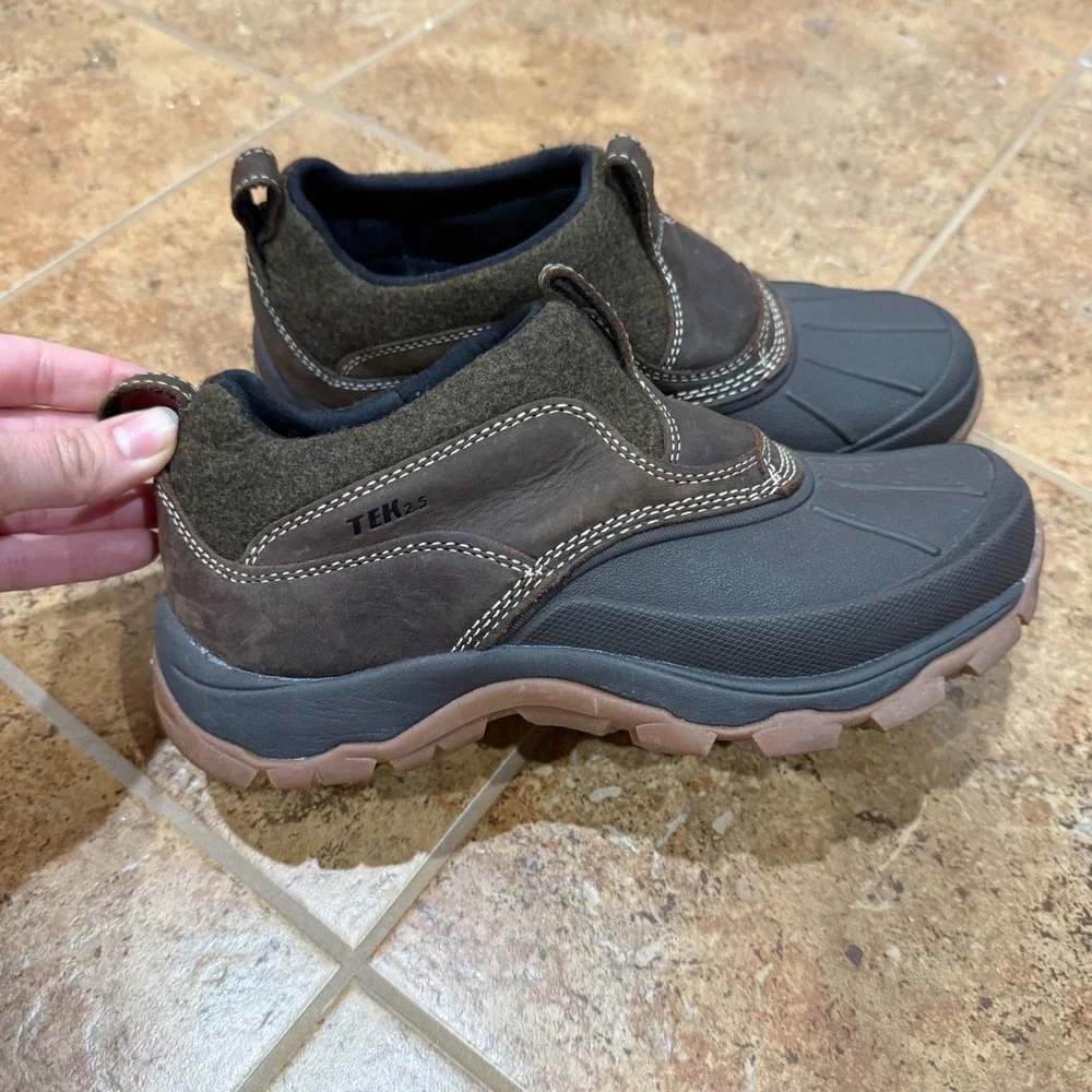 LL Bean Storm Chaser Tek 2.5 Slip On‎ Leather Duck Shoes Vibram Arctic Grip 7